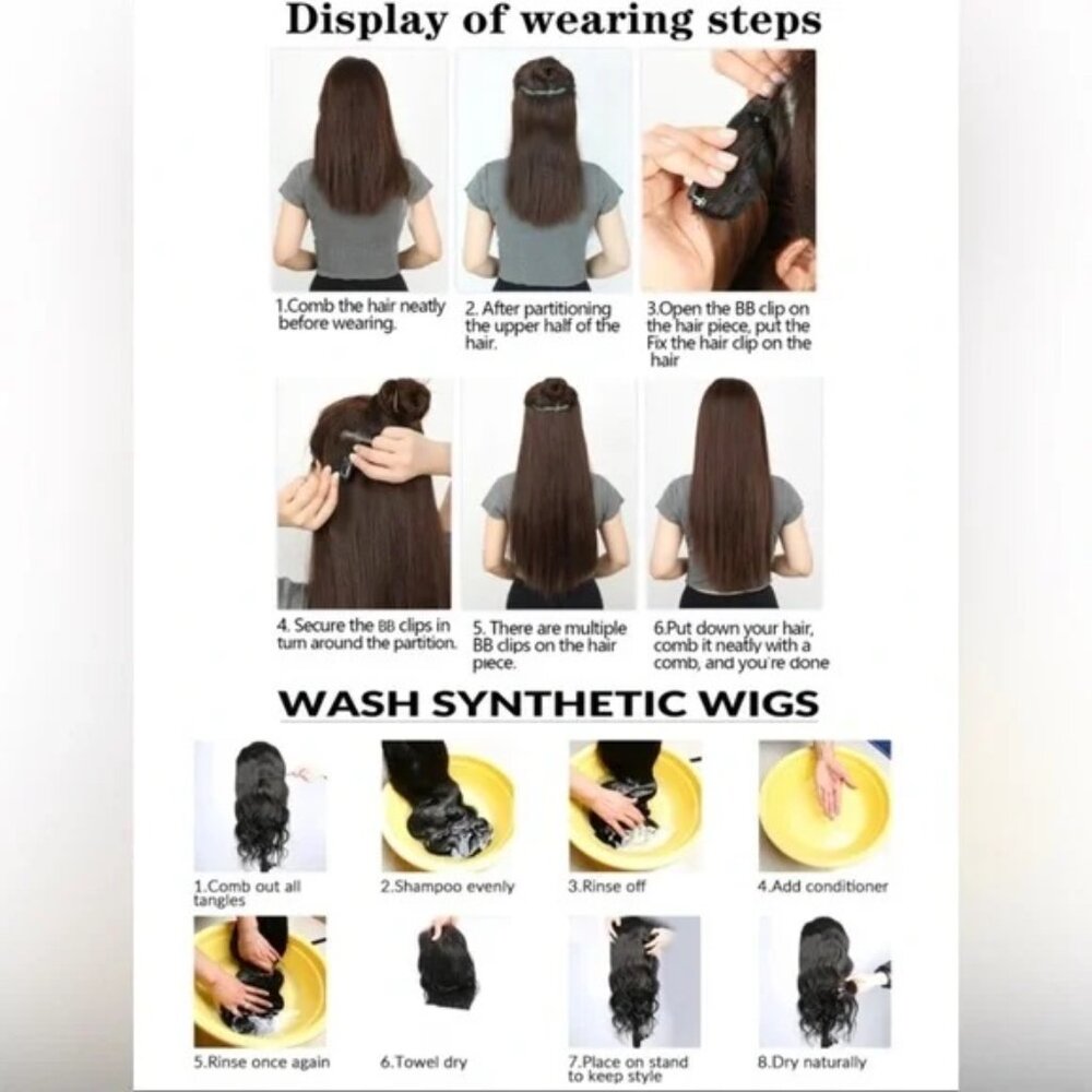 24 In One Piece Clip In Wavy Extensions Balayage hair Style - dark root Blonde - Picture 9 of 9